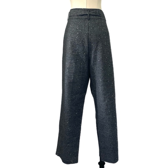 Loft NWT Tie Waist Taper Pants in Sequin Houndstooth size 14 - Picture 2 of 11